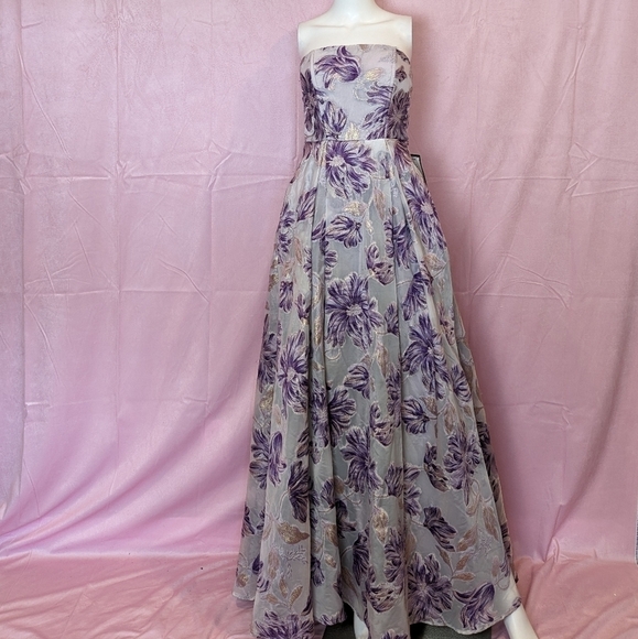 Speechless Violet and Gold Floral Strapless Formal Prom Dress size 5 - Picture 1 of 9